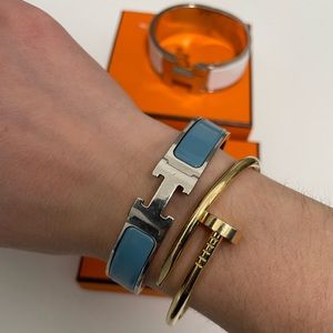 blue hermes clic h bracelet